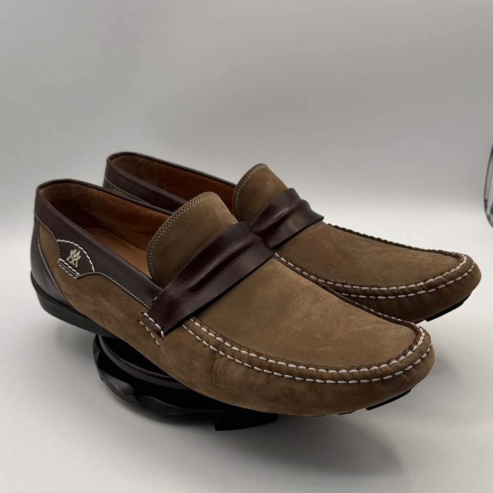 Mezlan suede Tan and dark Brown Loafers size 12